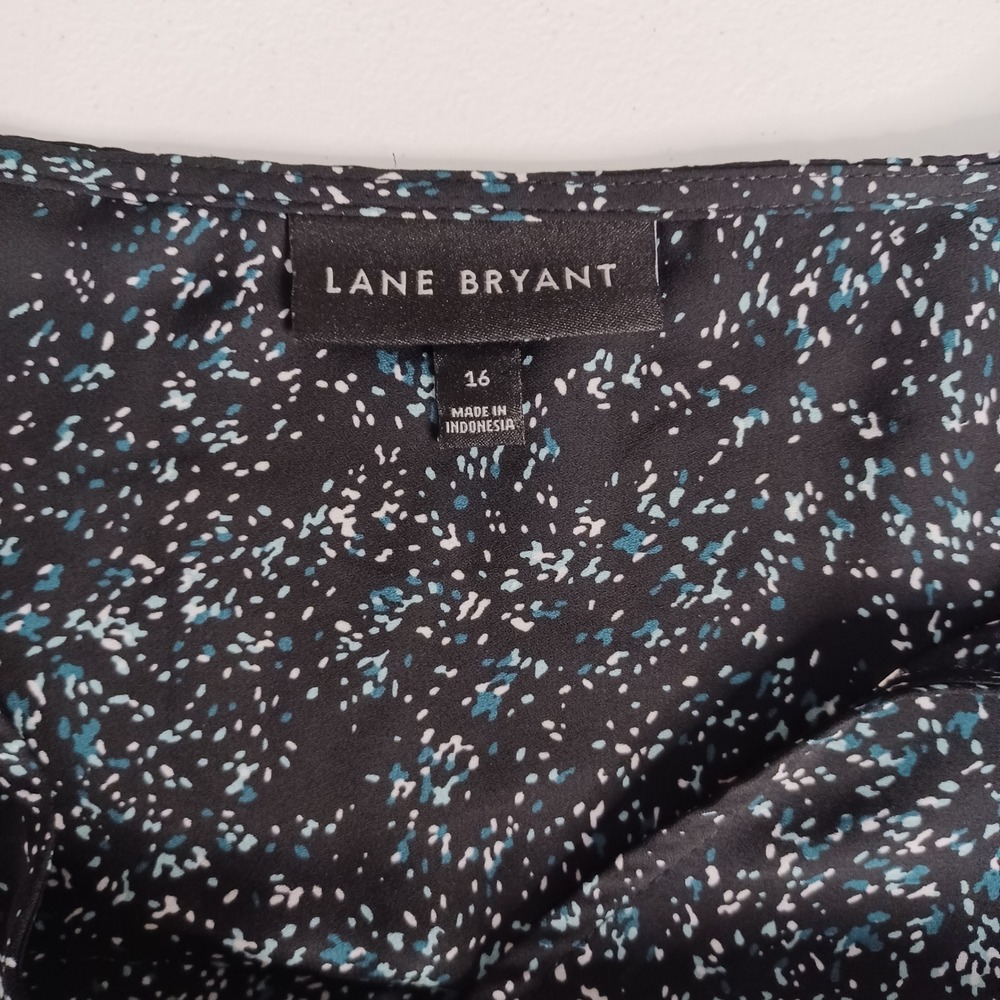 Women's Lane Bryant Black & Blue Floral Cinched Waist Lightweight Tunic Size 16 - Picture 3 of 11